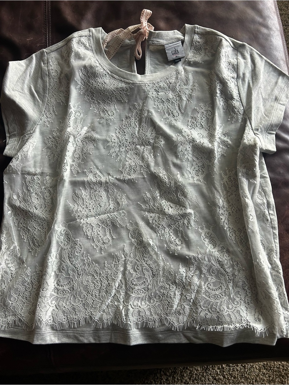 CAbi Mint Lace Front Short Sleeve Tee